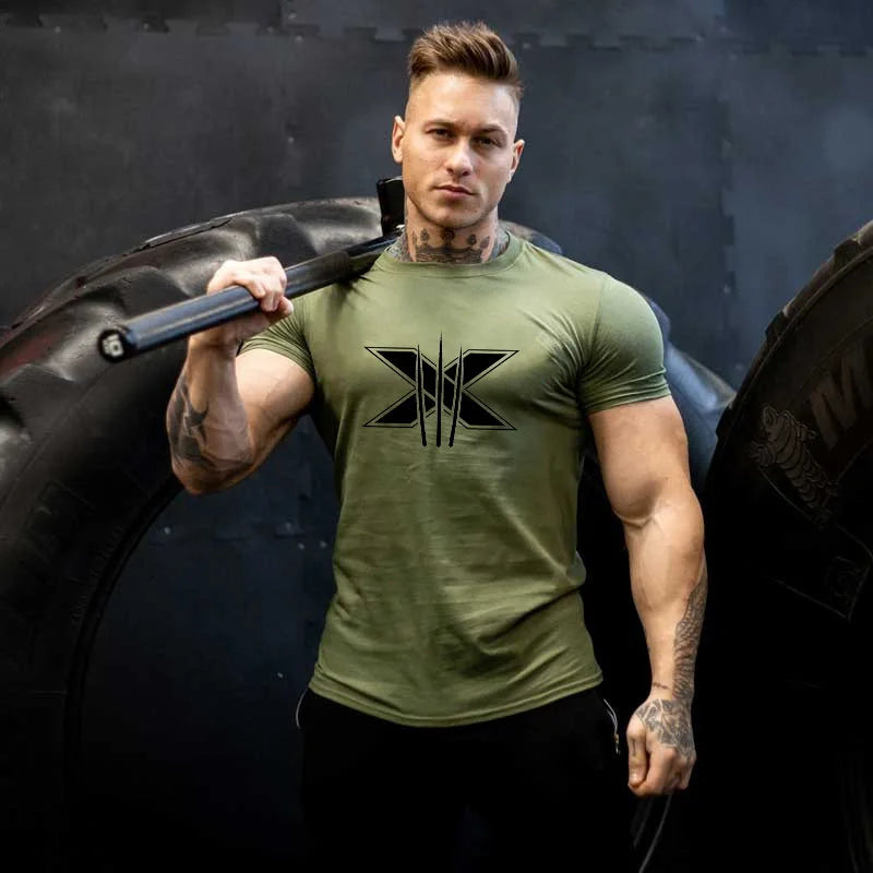 TrenLux Wear Men's Cotton-Elastane Bodybuilding Graphic Gym Streetwear T-Shirt