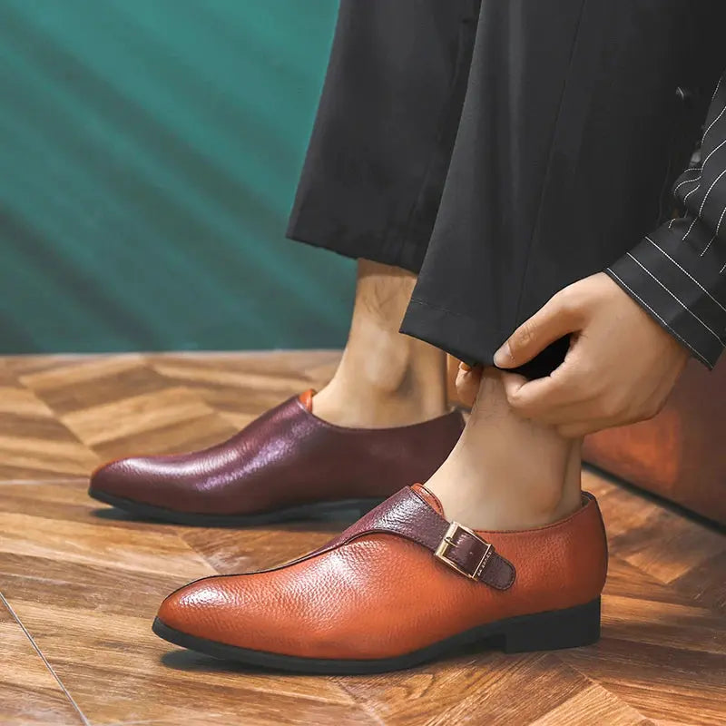 High Quality Patchwork Leather Shoes For Men British Style Yuppie Office Formal Leather Men Social Business Men's Dress Shoes TrenLux Wear