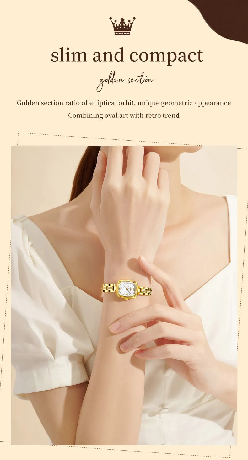 TrenLux Wear OLEVS Women's Luxury Square Bracelet Luminous Waterproof Quartz Dress Watch