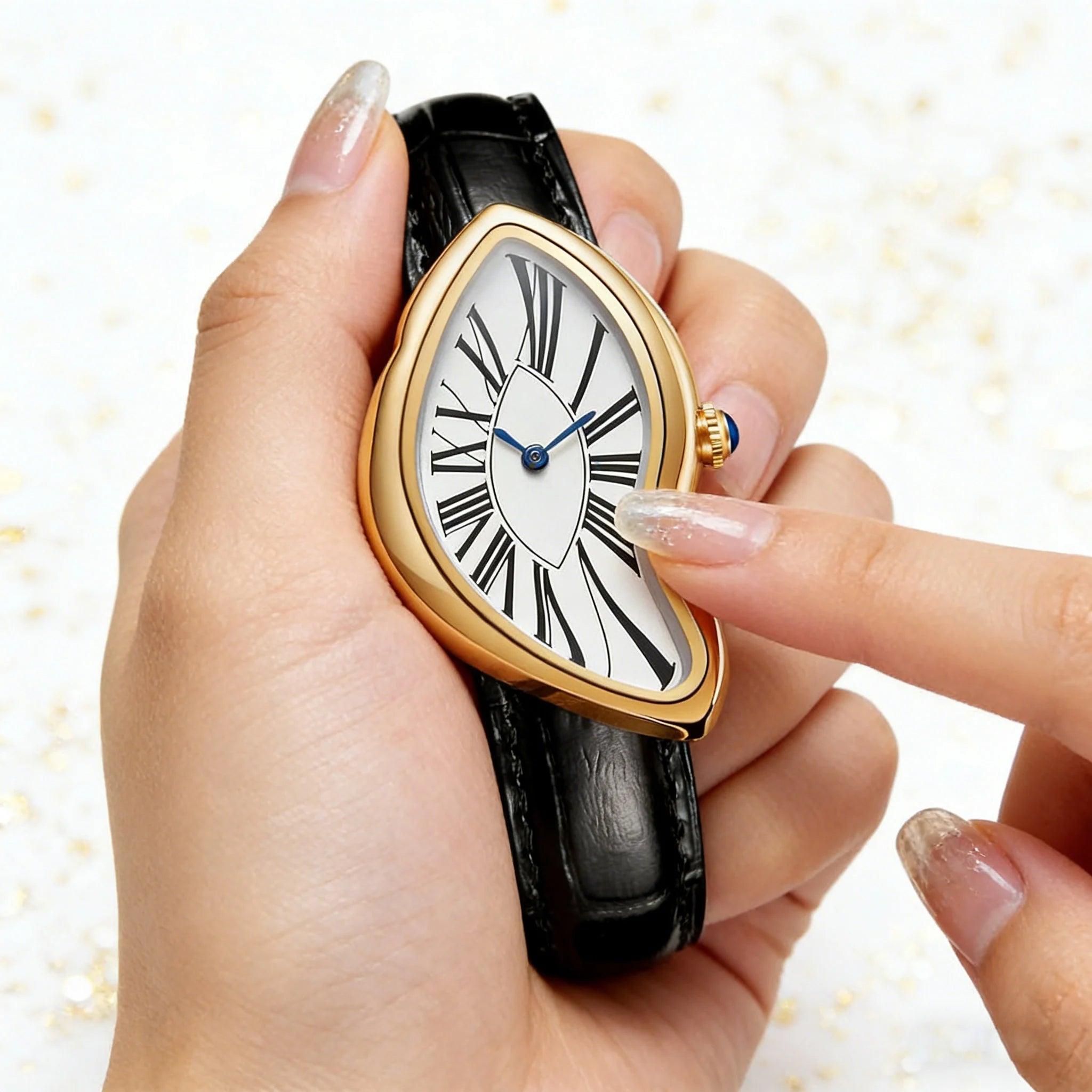 TrenLux Wear Women's Retro Y2K Irregular Creative Alloy Case Leather Strap Quartz Watch