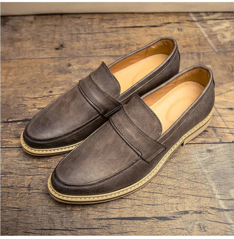 Autumn Men's Formal Leather Shoes, Business Leather Shoes, British Pointed Toe Cuffed Men's Leather Shoes TrenLux Wear