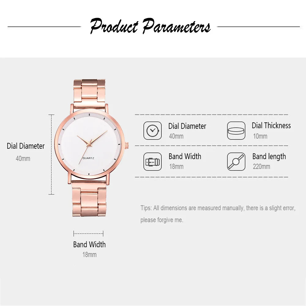 TrenLux Wear Women's Rose Gold Stainless Steel Fashion Business Quartz Wristwatch