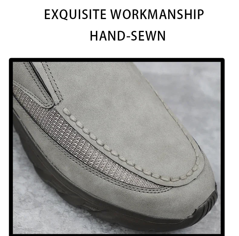 TrenLux Wear Men's Handmade Retro Leather Slip-On Breathable Casual Loafer Sneakers