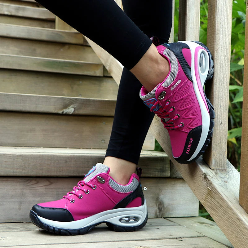TrenLux Wear Women's PU-EVA Breathable Platform Lace-Up Walking Sneakers