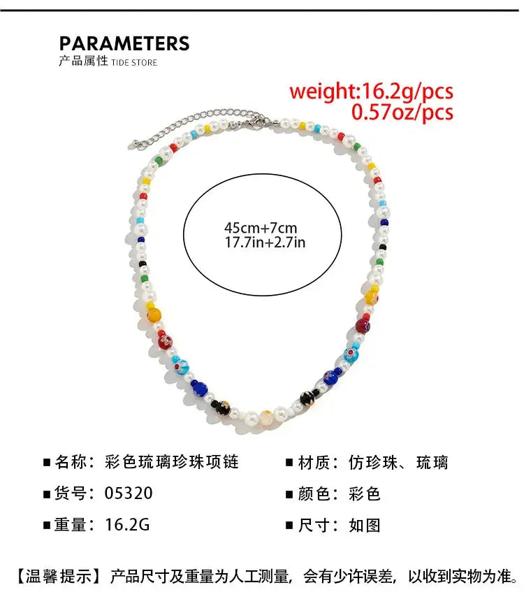 Men's Glass Flower Beaded Choker Necklace — Hip-Hop Gothic Punk Layered Pendant Chain TrenLux Wear
