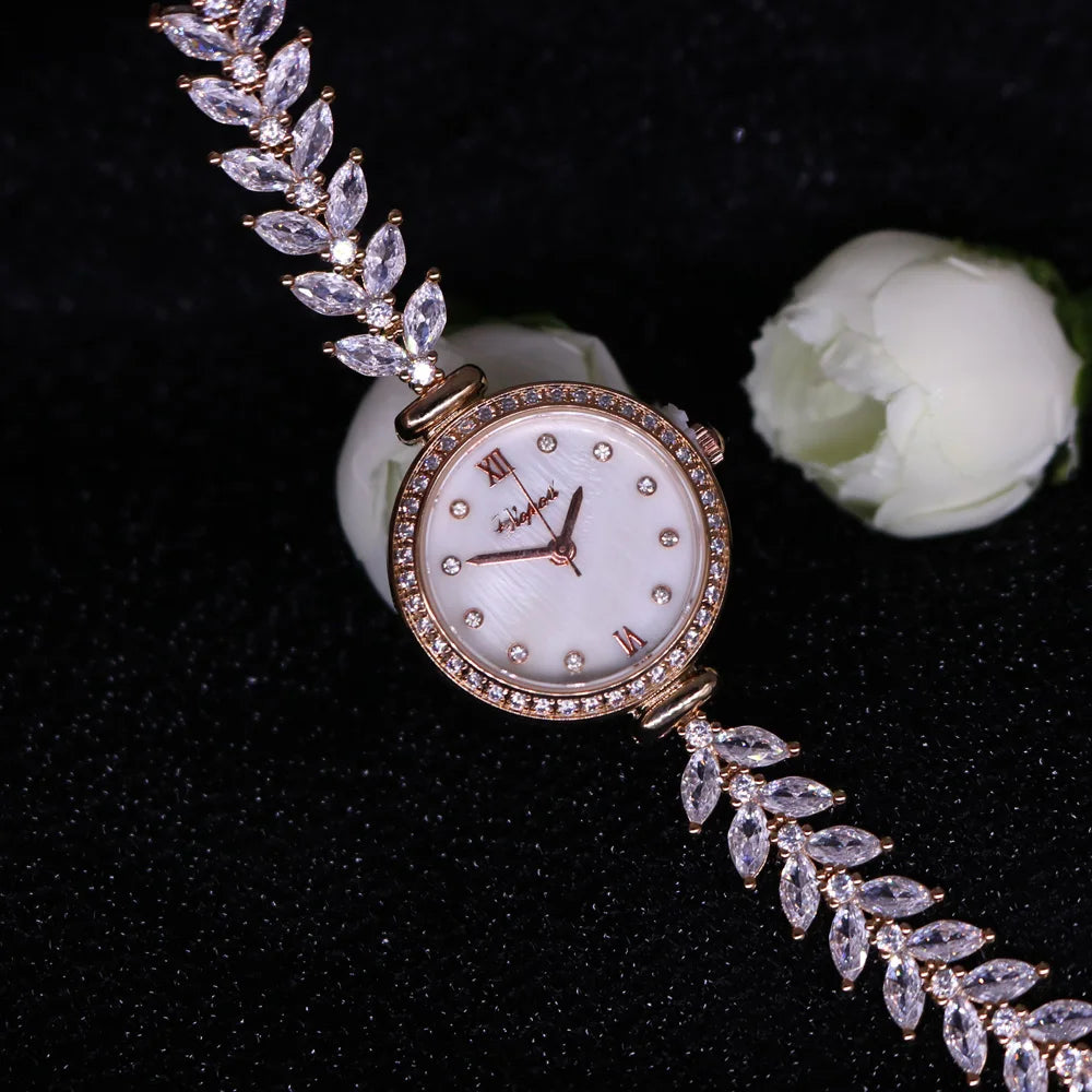 TrenLux Wear Women's Crystal Claw-Setting Luxury Quartz Jewelry Bracelet Wristwatch