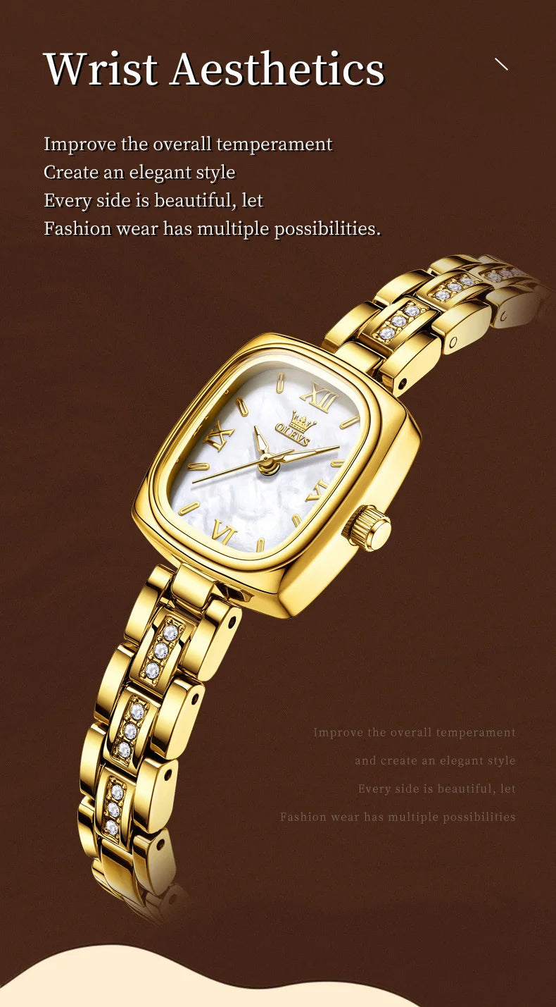 TrenLux Wear OLEVS Women's Luxury Square Bracelet Luminous Waterproof Quartz Dress Watch