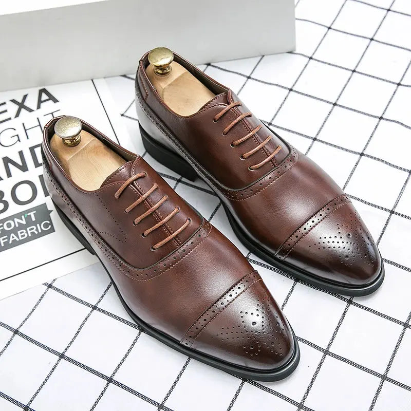 2025 British Style Business Fashionable and Casual Pointed Toe Men's Leather Shoes TrenLux Wear