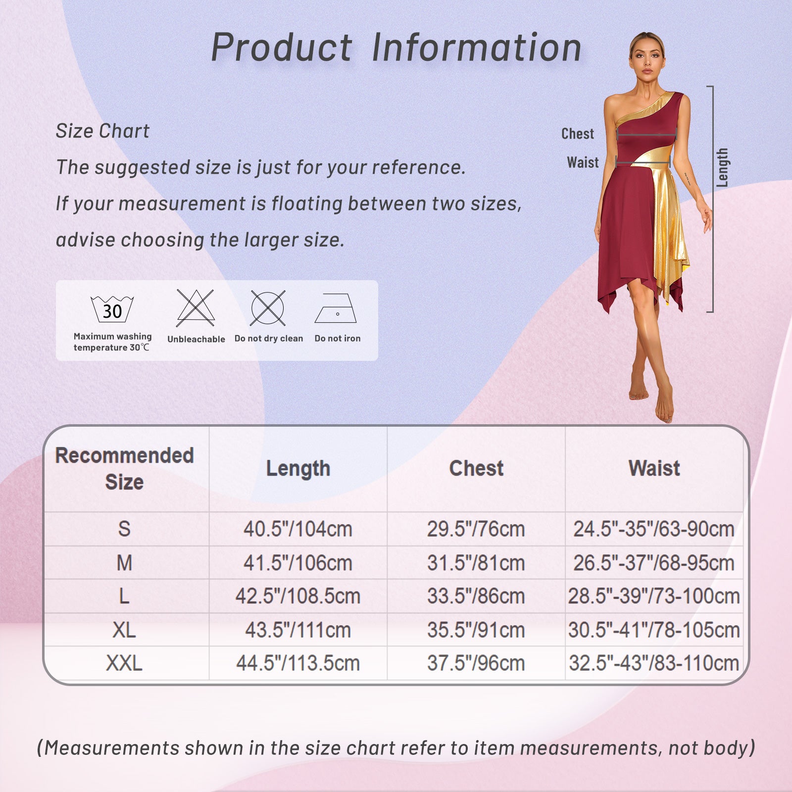 TrenLux Wear Women's Polyester-Spandex One-Shoulder Metallic Lyrical Dance Worship Dress