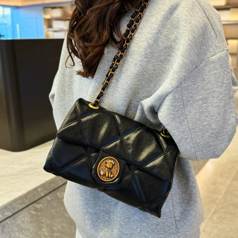 TrenLux Wear Women's Luxury Lingge Pattern PU Leather Designer Underarm Crossbody Shoulder Handbag