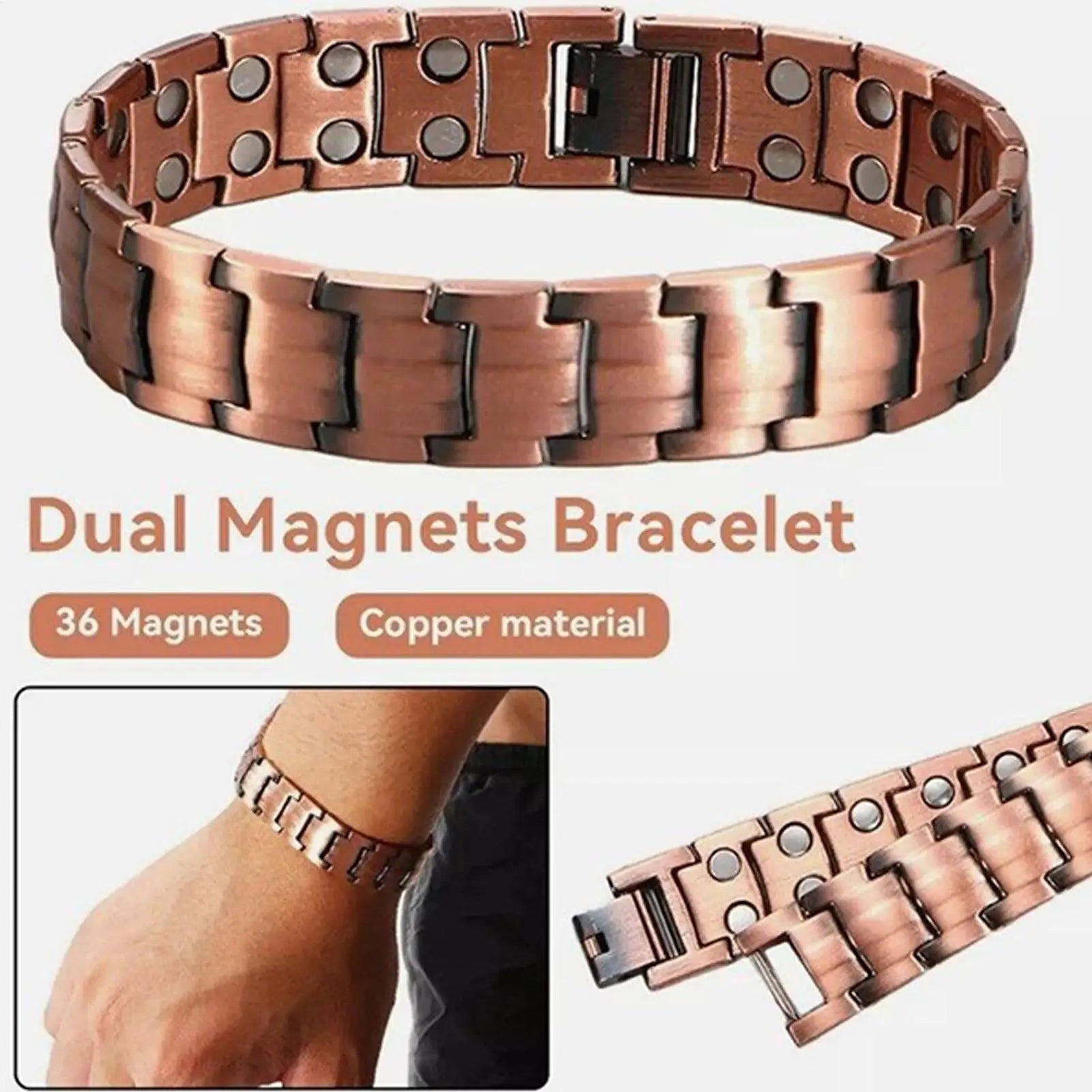 Men's Pure Copper Magnetic Bracelet — Adjustable Sports & Gym Jewellery (21 cm)