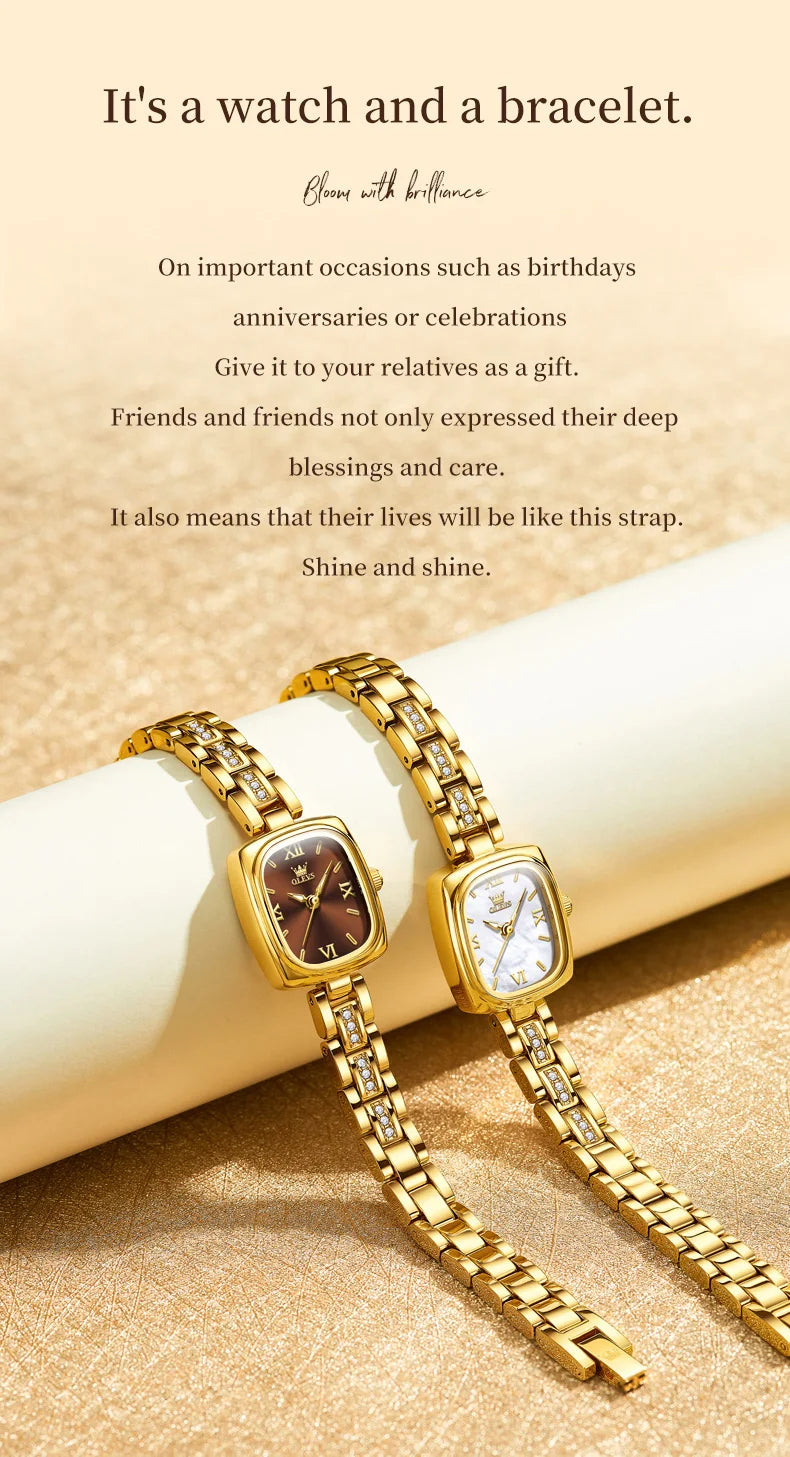 TrenLux Wear OLEVS Women's Luxury Square Bracelet Luminous Waterproof Quartz Dress Watch
