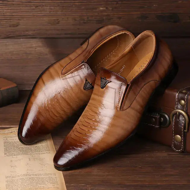 Crocodile pattern men's leather shoes-177 TrenLux Wear