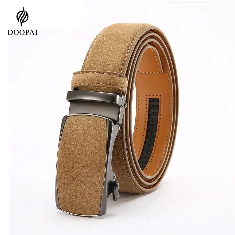 Men's Genuine Leather Belt — Automatic Buckle Adjustable Business Waistband (28–46") TrenLux Wear