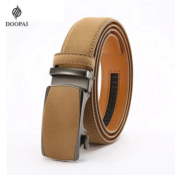 Men's Genuine Leather Belt — Automatic Buckle Adjustable Business Waistband (28–46") TrenLux Wear