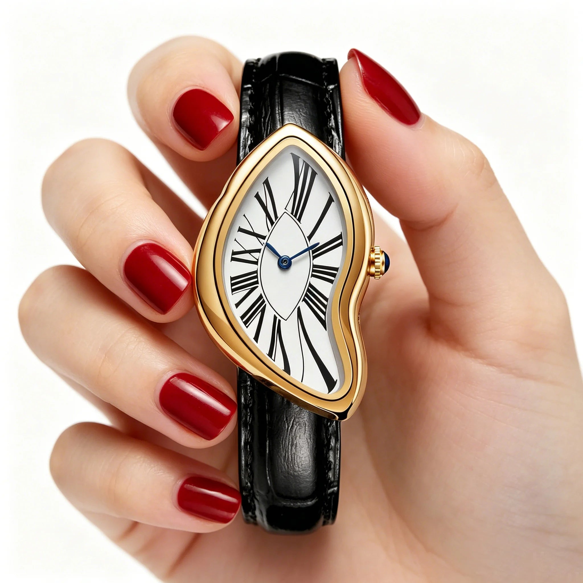 TrenLux Wear Women's Retro Y2K Irregular Creative Alloy Case Leather Strap Quartz Watch