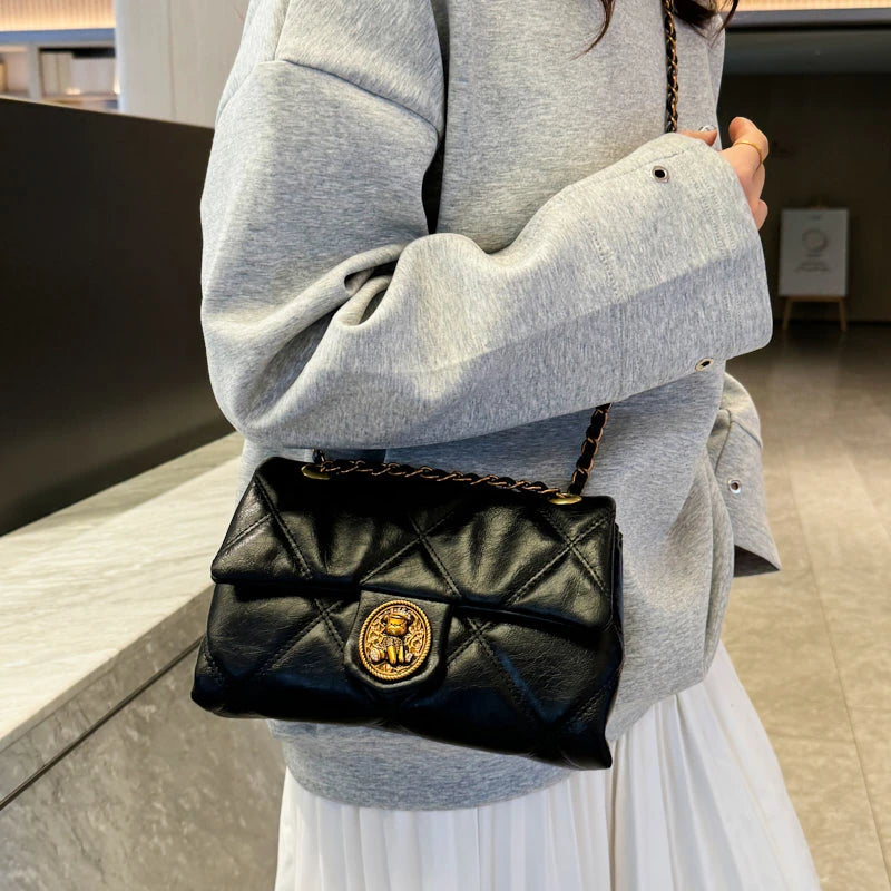 TrenLux Wear Women's Luxury Lingge Pattern PU Leather Designer Underarm Crossbody Shoulder Handbag