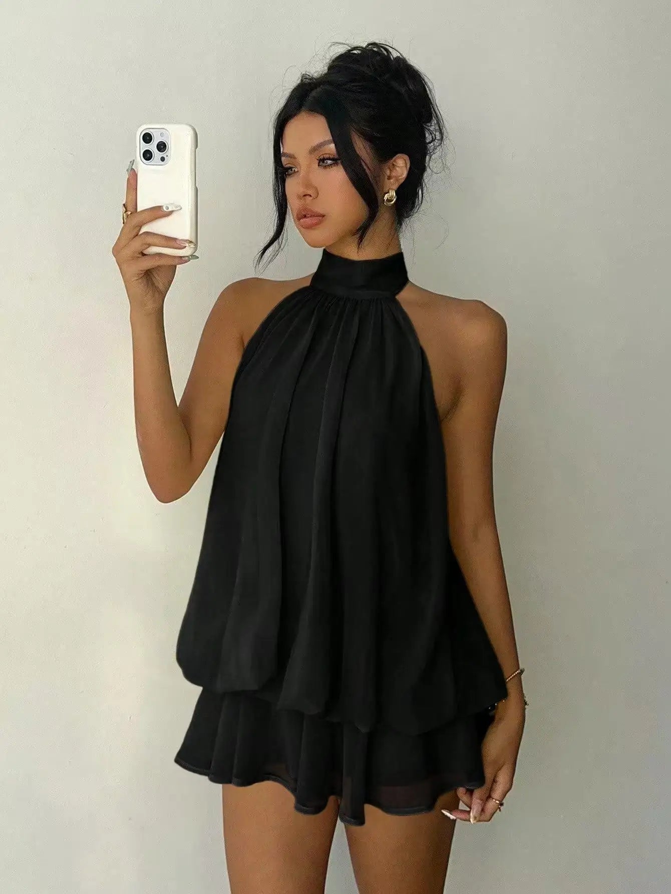 TrenLux Wear Women's Polyester Backless Slim-Fit A-Line Beach Dress