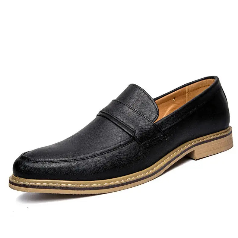 Autumn Men's Formal Leather Shoes, Business Leather Shoes, British Pointed Toe Cuffed Men's Leather Shoes TrenLux Wear