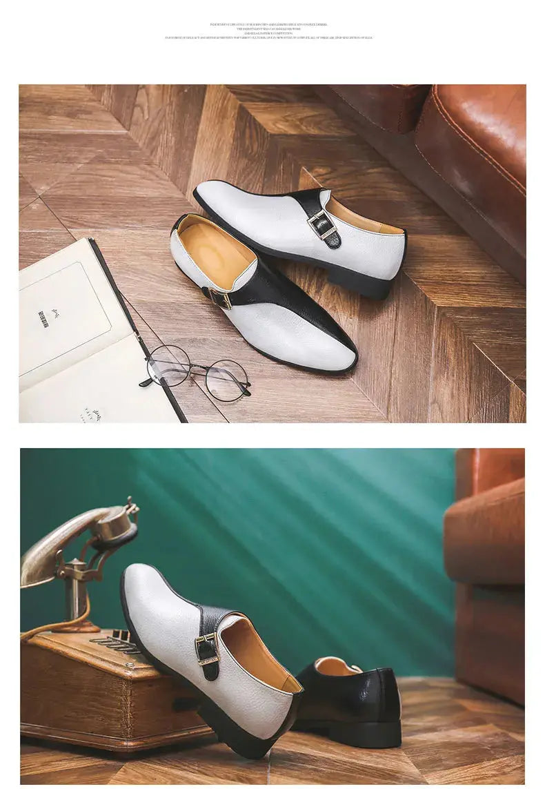 High Quality Patchwork Leather Shoes For Men British Style Yuppie Office Formal Leather Men Social Business Men's Dress Shoes TrenLux Wear
