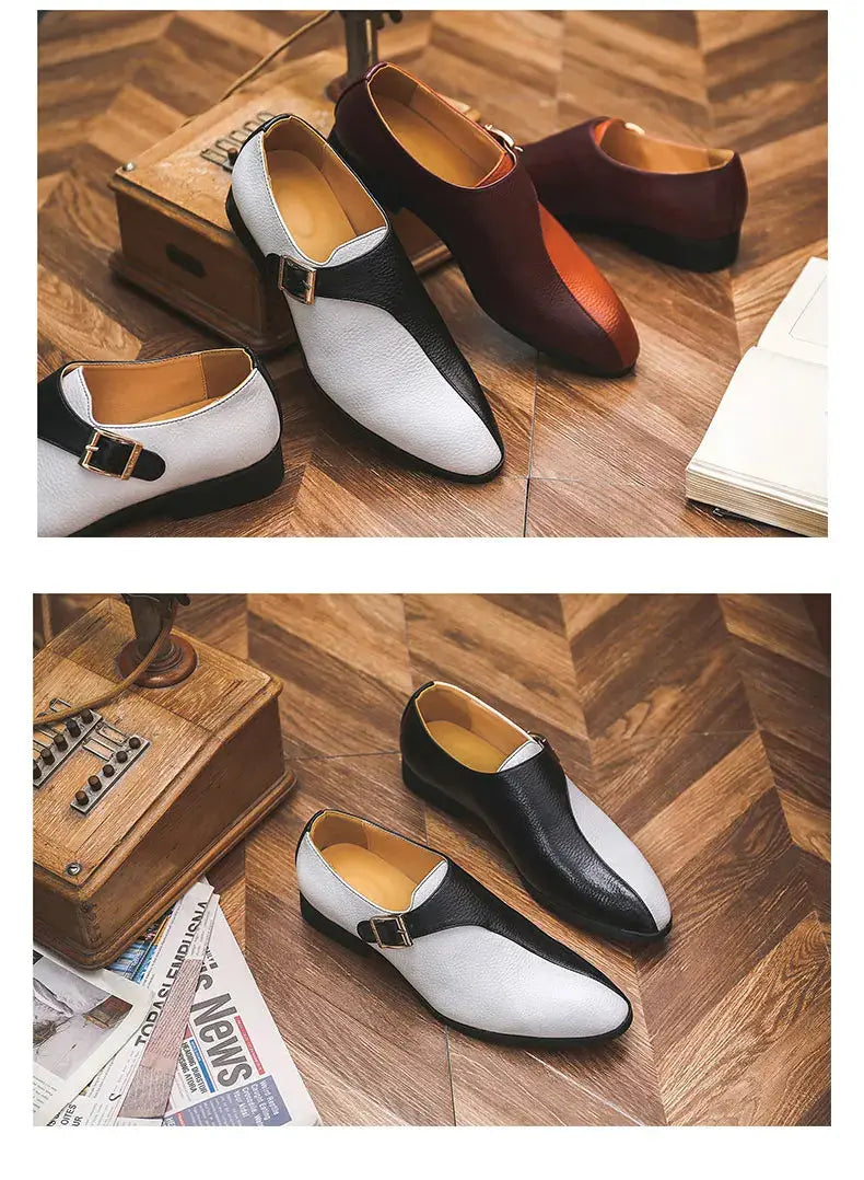 High Quality Patchwork Leather Shoes For Men British Style Yuppie Office Formal Leather Men Social Business Men's Dress Shoes TrenLux Wear