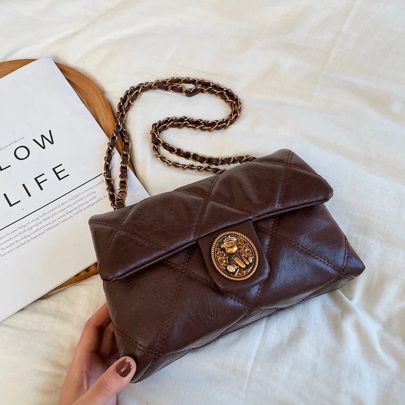 TrenLux Wear Women's Luxury Lingge Pattern PU Leather Designer Underarm Crossbody Shoulder Handbag
