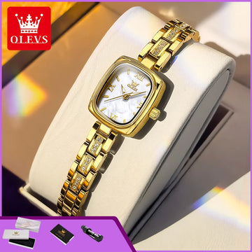 TrenLux Wear OLEVS Women's Luxury Square Bracelet Luminous Waterproof Quartz Dress Watch