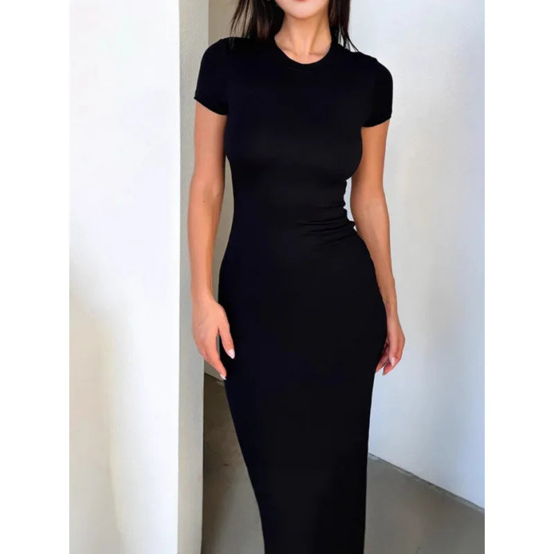 TrenLux Wear Women's Polyester-Elastane Long Sleeve Bodycon Floor-Length Evening Dress