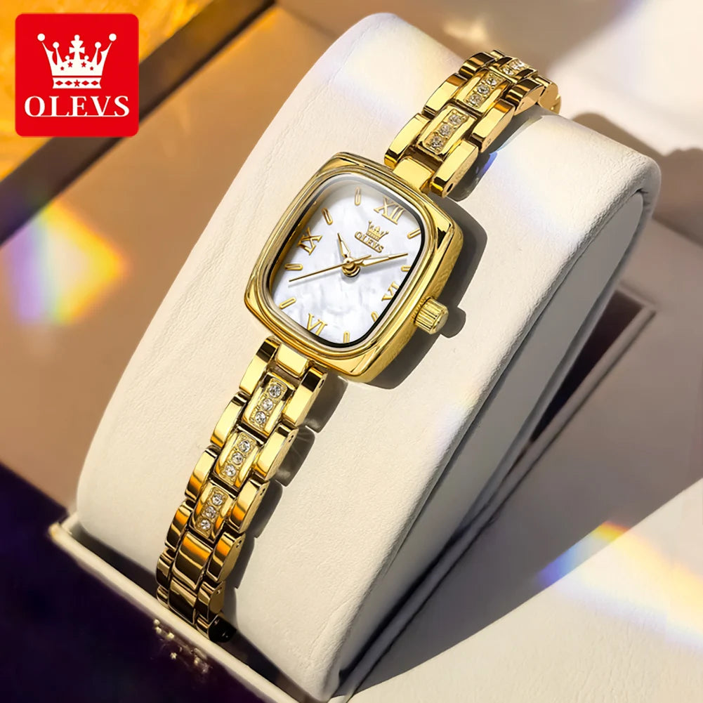 TrenLux Wear OLEVS Women's Luxury Square Bracelet Luminous Waterproof Quartz Dress Watch