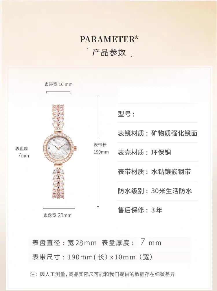 TrenLux Wear Women's Crystal Claw-Setting Luxury Quartz Jewelry Bracelet Wristwatch