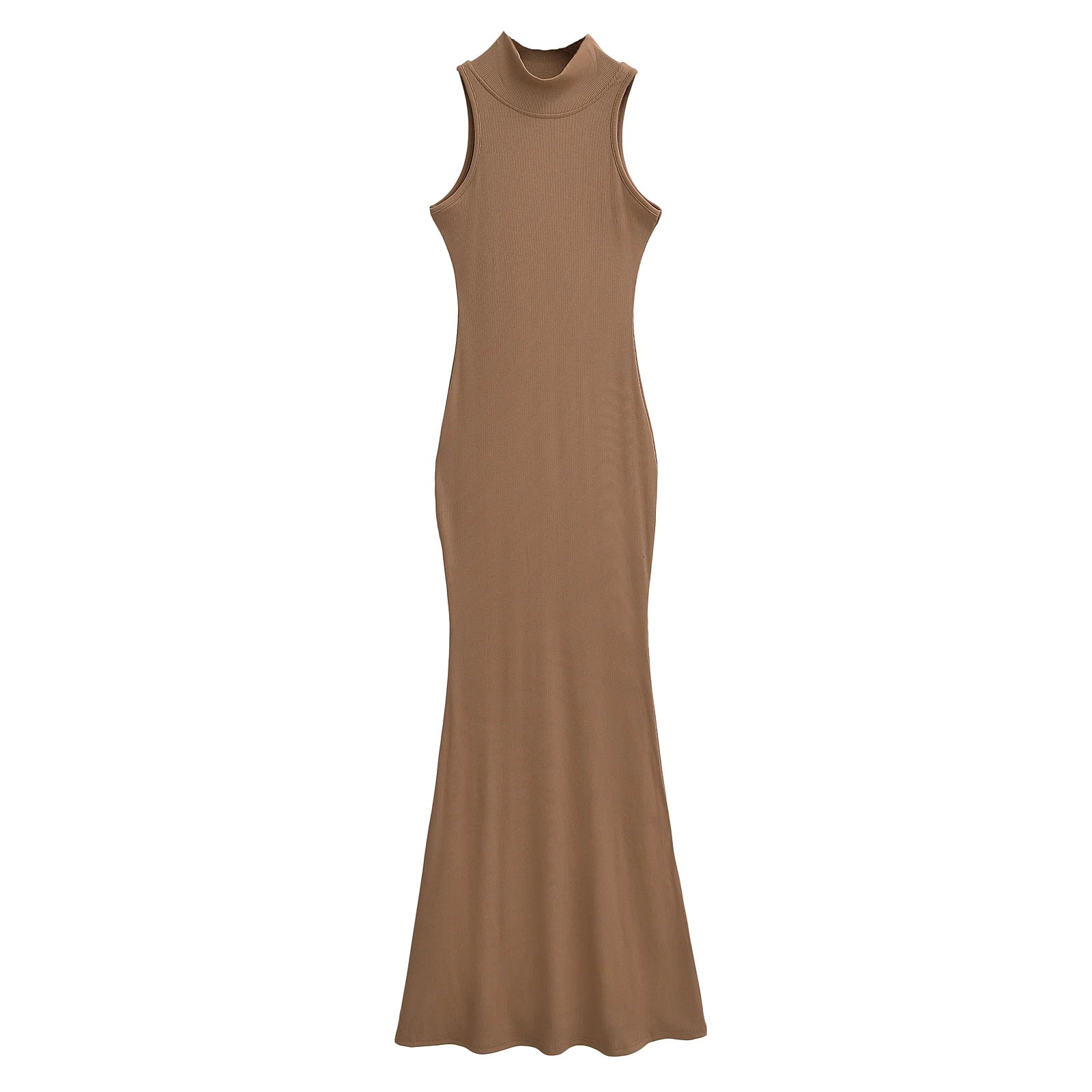 TrenLux Wear Women's Knit Turtleneck Bodycon Ankle-Length Maxi Dress