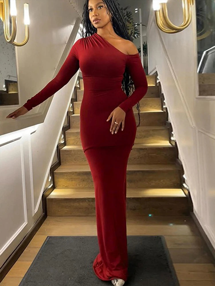 TrenLux Wear Women's Polyester-Elastane Knit One-Shoulder Backless Slim Club Dress