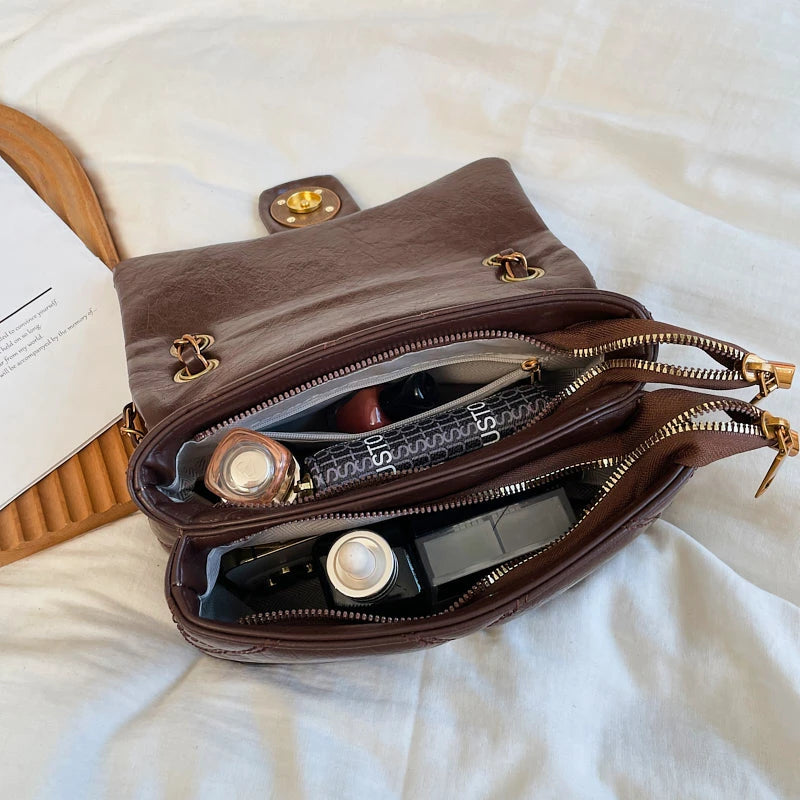 TrenLux Wear Women's Luxury Lingge Pattern PU Leather Designer Underarm Crossbody Shoulder Handbag