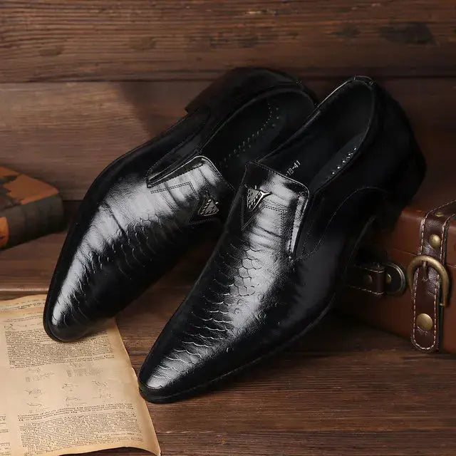 Crocodile pattern men's leather shoes-177 TrenLux Wear