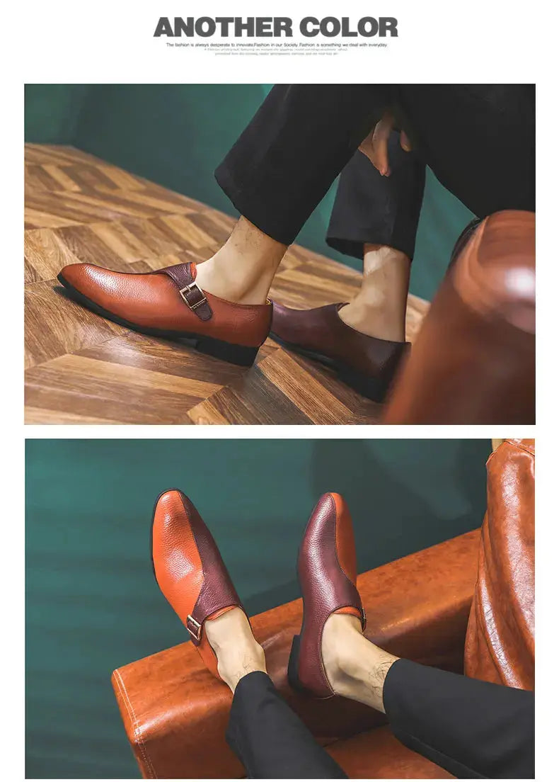 High Quality Patchwork Leather Shoes For Men British Style Yuppie Office Formal Leather Men Social Business Men's Dress Shoes TrenLux Wear