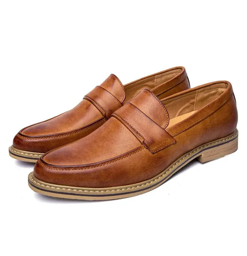 Autumn Men's Formal Leather Shoes, Business Leather Shoes, British Pointed Toe Cuffed Men's Leather Shoes TrenLux Wear