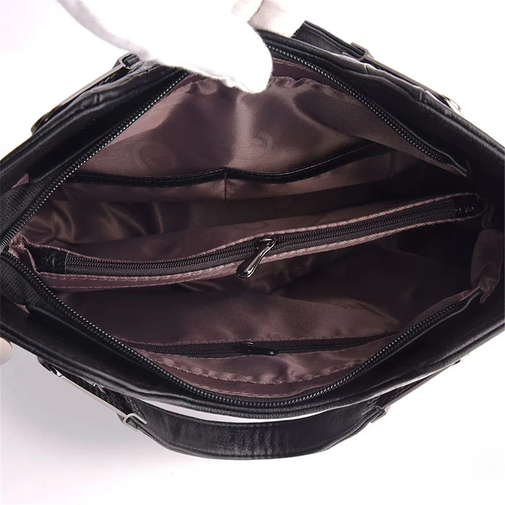 TrenLux Wear Women's Luxury PU Leather Multi-Pocket Crossbody Shoulder & Tote Handbag