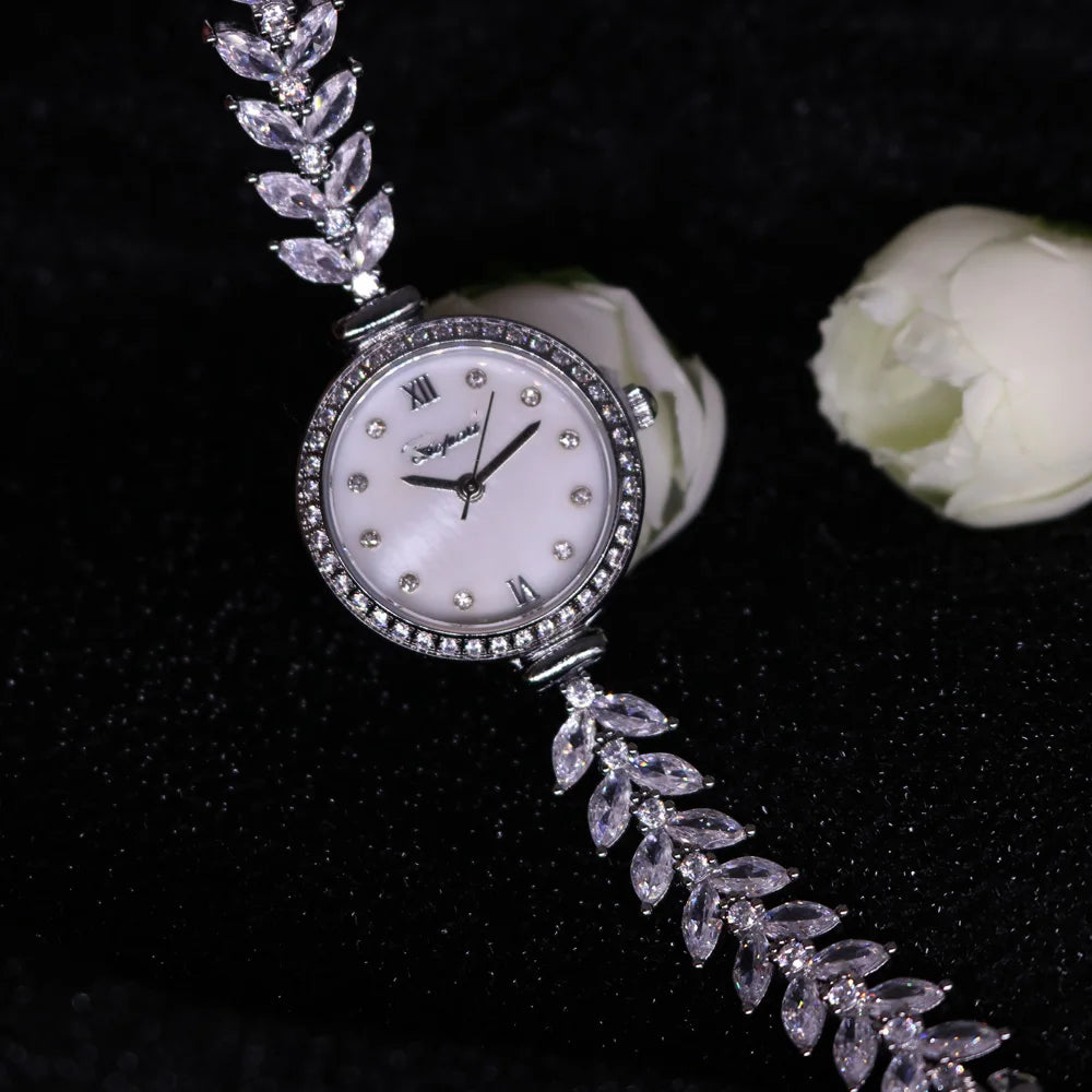 TrenLux Wear Women's Crystal Claw-Setting Luxury Quartz Jewelry Bracelet Wristwatch