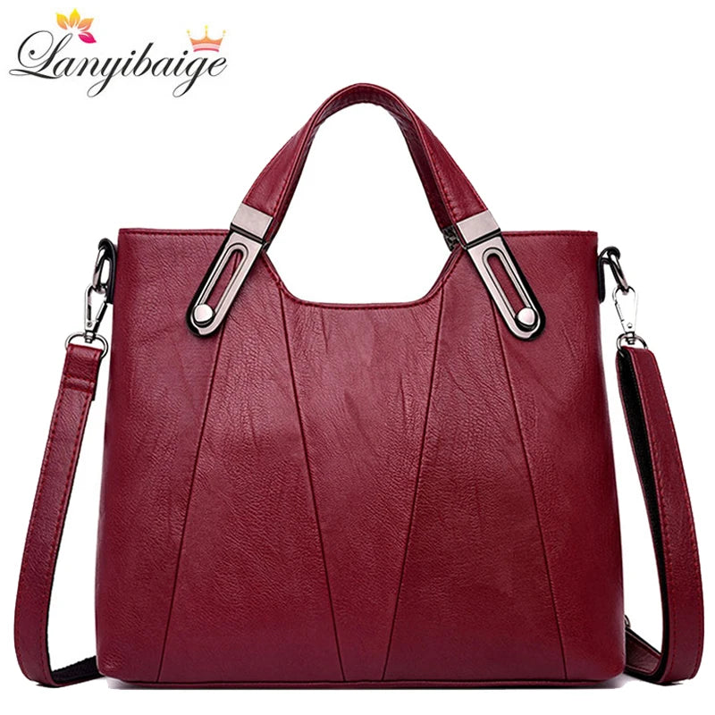 TrenLux Wear Women's Luxury PU Leather Multi-Pocket Crossbody Shoulder & Tote Handbag