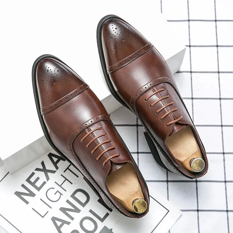 2025 British Style Business Fashionable and Casual Pointed Toe Men's Leather Shoes TrenLux Wear