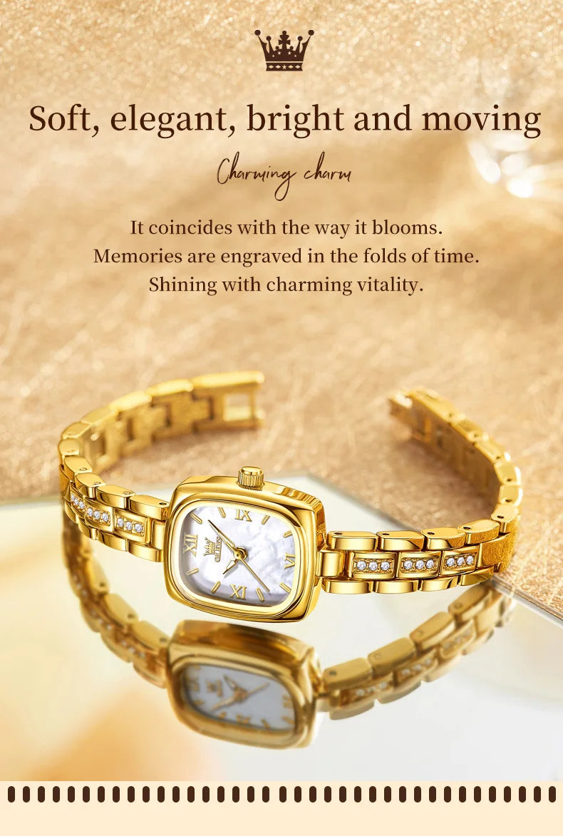 TrenLux Wear OLEVS Women's Luxury Square Bracelet Luminous Waterproof Quartz Dress Watch