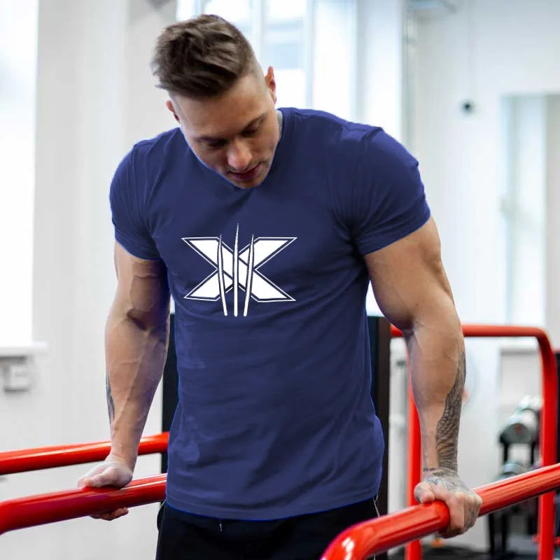 TrenLux Wear Men's Cotton-Elastane Bodybuilding Graphic Gym Streetwear T-Shirt