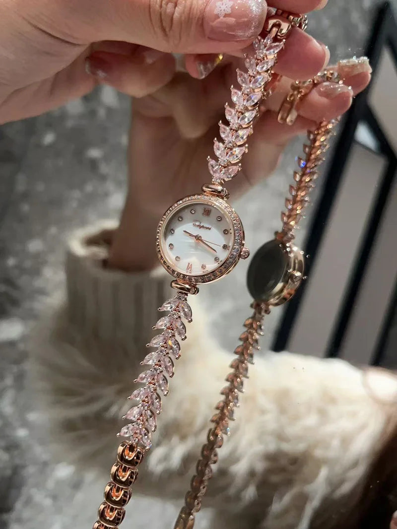 TrenLux Wear Women's Crystal Claw-Setting Luxury Quartz Jewelry Bracelet Wristwatch