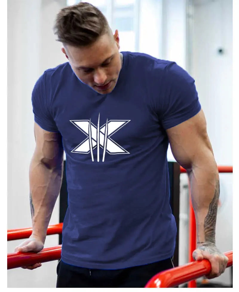 TrenLux Wear Men's Cotton-Elastane Bodybuilding Graphic Gym Streetwear T-Shirt