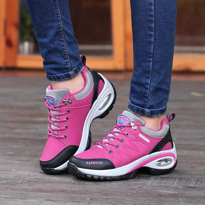 TrenLux Wear Women's PU-EVA Breathable Platform Lace-Up Walking Sneakers