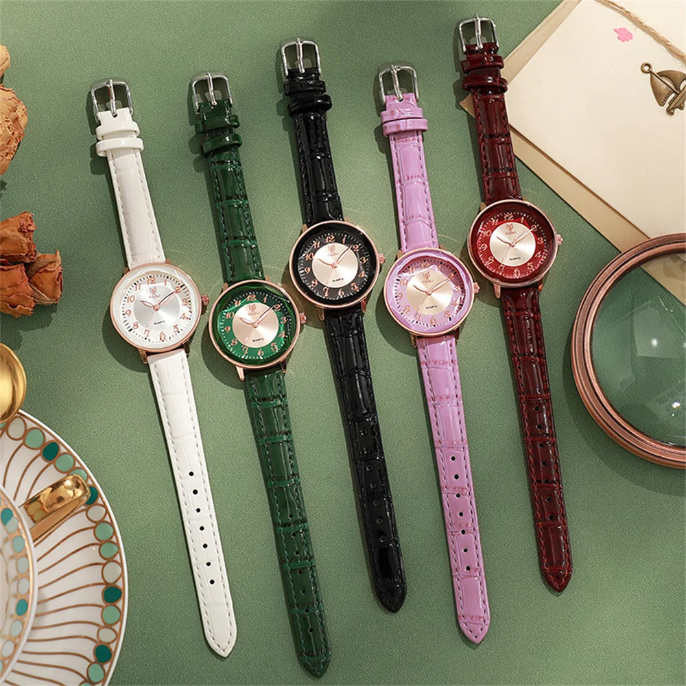 TrenLux Wear Women's Simple Casual Arabic Numeral Leather Strap Business Quartz Wristwatch
