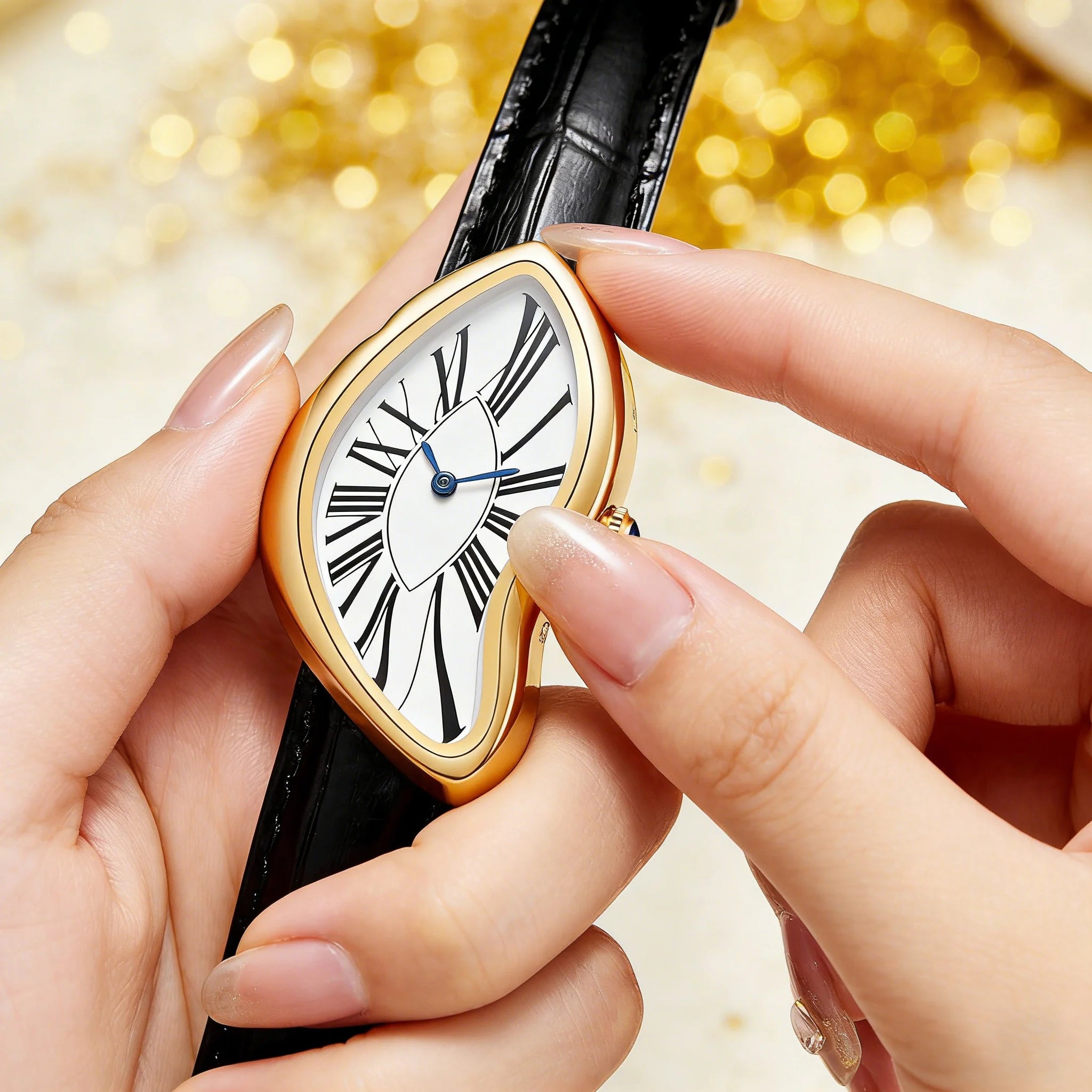 TrenLux Wear Women's Retro Y2K Irregular Creative Alloy Case Leather Strap Quartz Watch