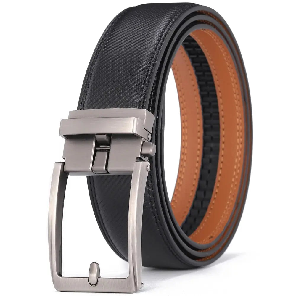 Men's Leather Belt — Automatic Buckle Carbon Fibre Pattern Luxury Strap TrenLux Wear