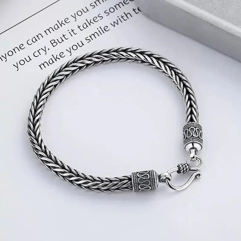 Men's 925 Sterling Silver Charm Bracelet — Vintage Wedding & Engagement Fashion Jewellery TrenLux Wear