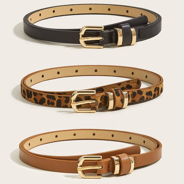 Women's Fashion Faux Leather Waist Belt — Solid Slim Strap for Dresses